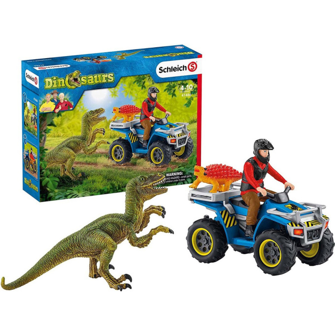 Schleich Dinosaurs – Velociraptor a čtyřkolka s figurkou 41466
