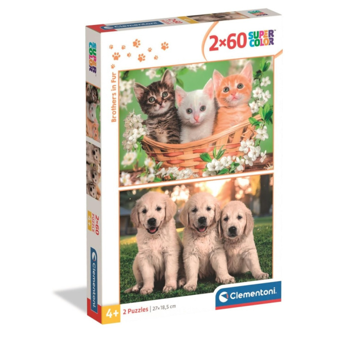 Puzzle 2x 60 – Zvířecí sourozenec