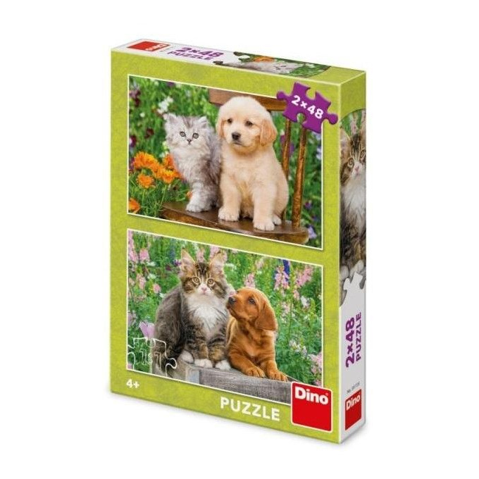 Puzzle 2x48 – Pejsek a kočička