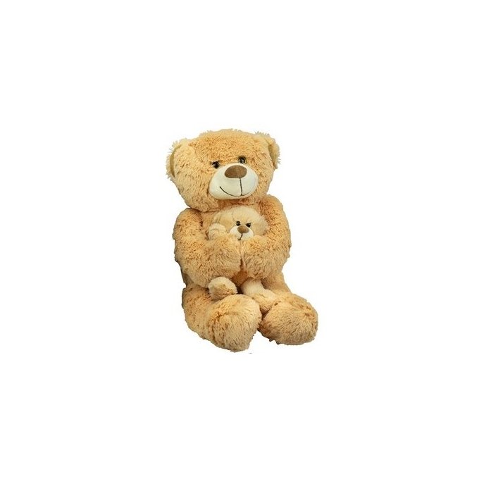 Plyšová máma s mláďátkem 40 cm Medvěd