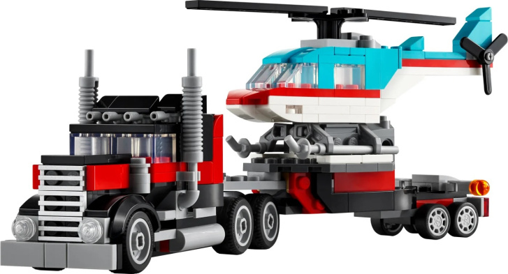 31146 Lego Creator – Náklaďák s plochou korbou a helikoptérou