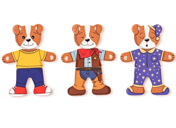 Dřevěné puzzle – Oblečení psík