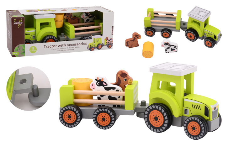 Dřevěný traktor s přívěsem