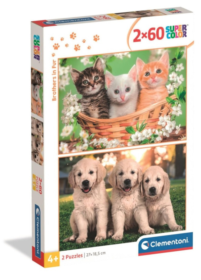 Puzzle 2x 60 – Zvířecí sourozenec