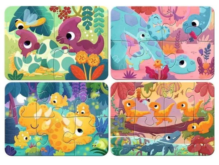 Moje první puzzle 4v1 - Roztomilí dinosauři